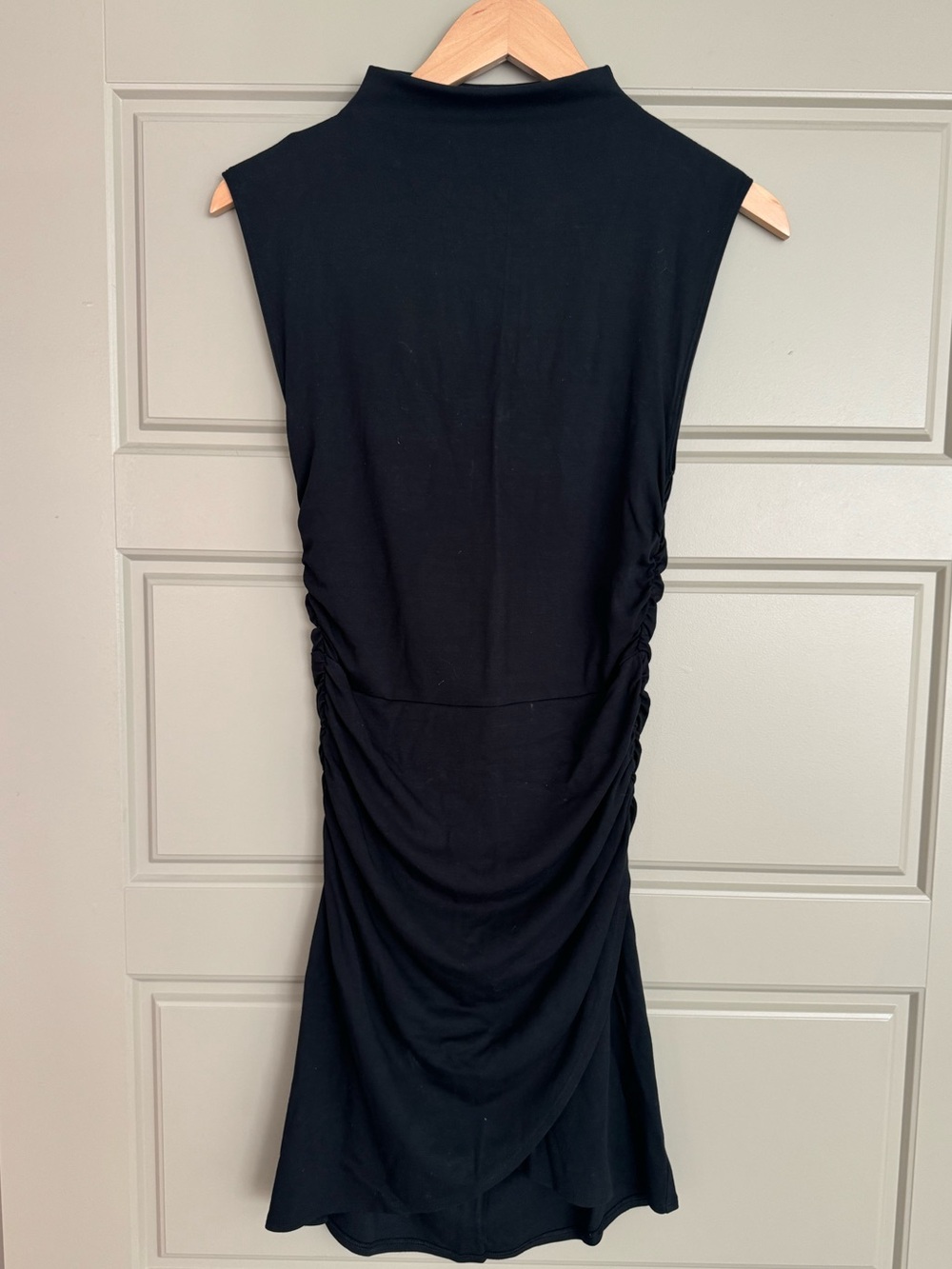 Wilfred Black Sleeveless Mock-Neck Midi Dress